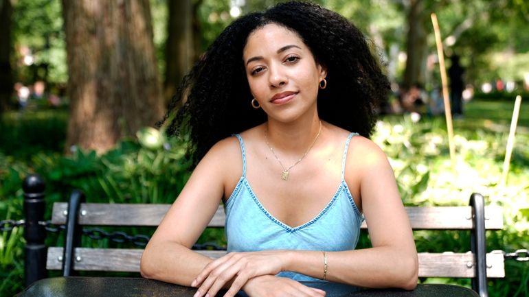 Juliana Pache poses for a photo in Washington Square Park...