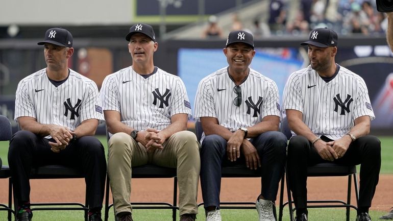 Jorge Posada, Andy Pettitte, Mariano Rivera and Derek Jeter at Yankees...