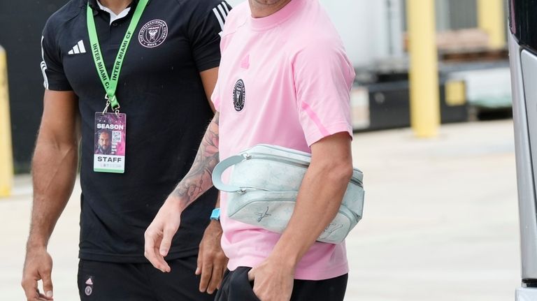 Inter Miami forward Lionel Messi arrives for an MLS soccer...