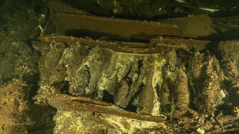 Bottles of Champagne in a 19th century sailing ship wreckage...