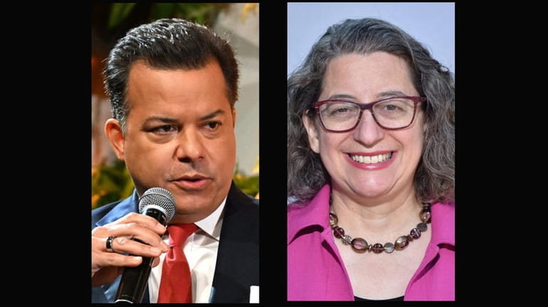 John Avlon, left, and Nancy Goroff are competing in the June...