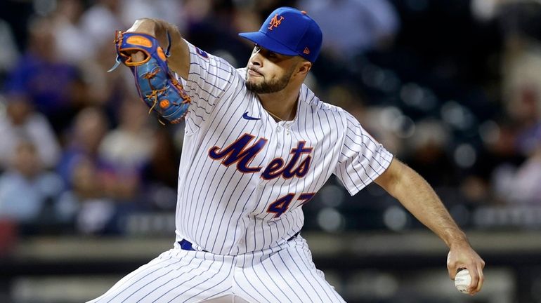 Joey Lucchesi of the Mets pitches during the first inning against the...