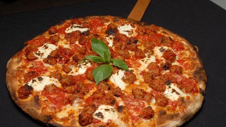 The meatball-ricotta pizza at Anthony's Coal Fired Pizza.