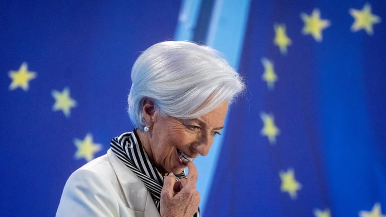 President of European Central Bank, Christine Lagarde, attends a press...