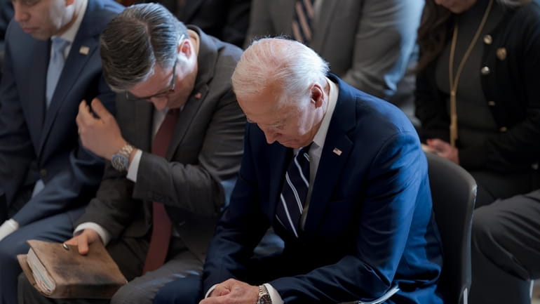 FILE- President Joe Biden, with from left, House Minority Leader...