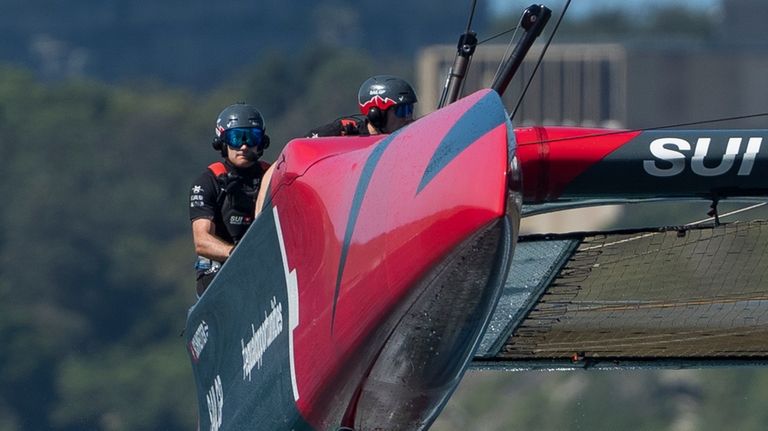 Switzerland SailGP Team helmed by Sebastien Schneiter competes on Race...