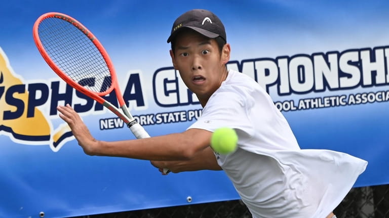 Edward Liao of Commack competes in the singles finals of the...