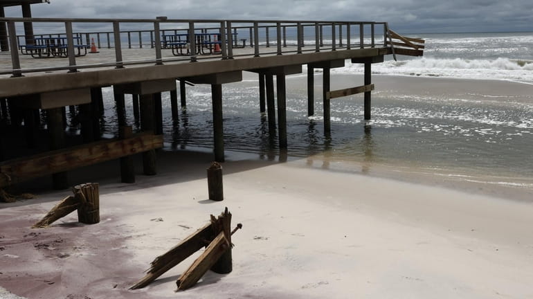 Severe beach erosion from an April 3 storm destroyed most of...