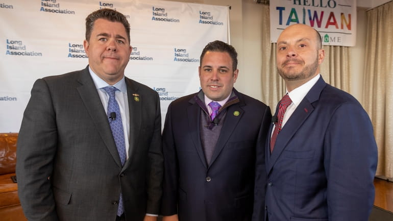 Republicans Reps. Nick LaLota, Anthony D'Esposito and Andrew Garbarino at LIA event on...