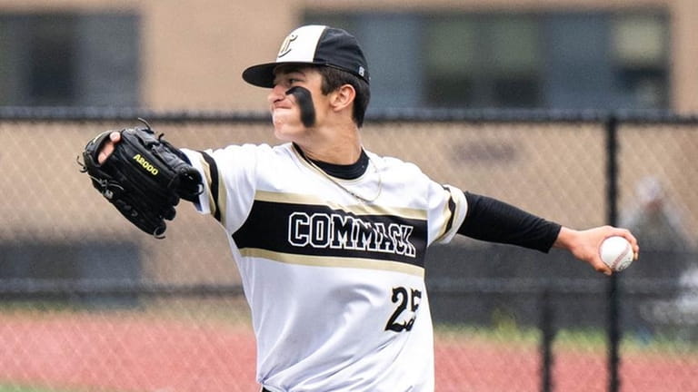 Commack pitcher Ryan Krzemienski  during Game 1 of the Suffolk...